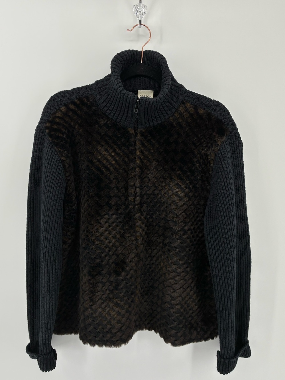 Parkhurst Black and Brown Teddy Jacket Full Zip